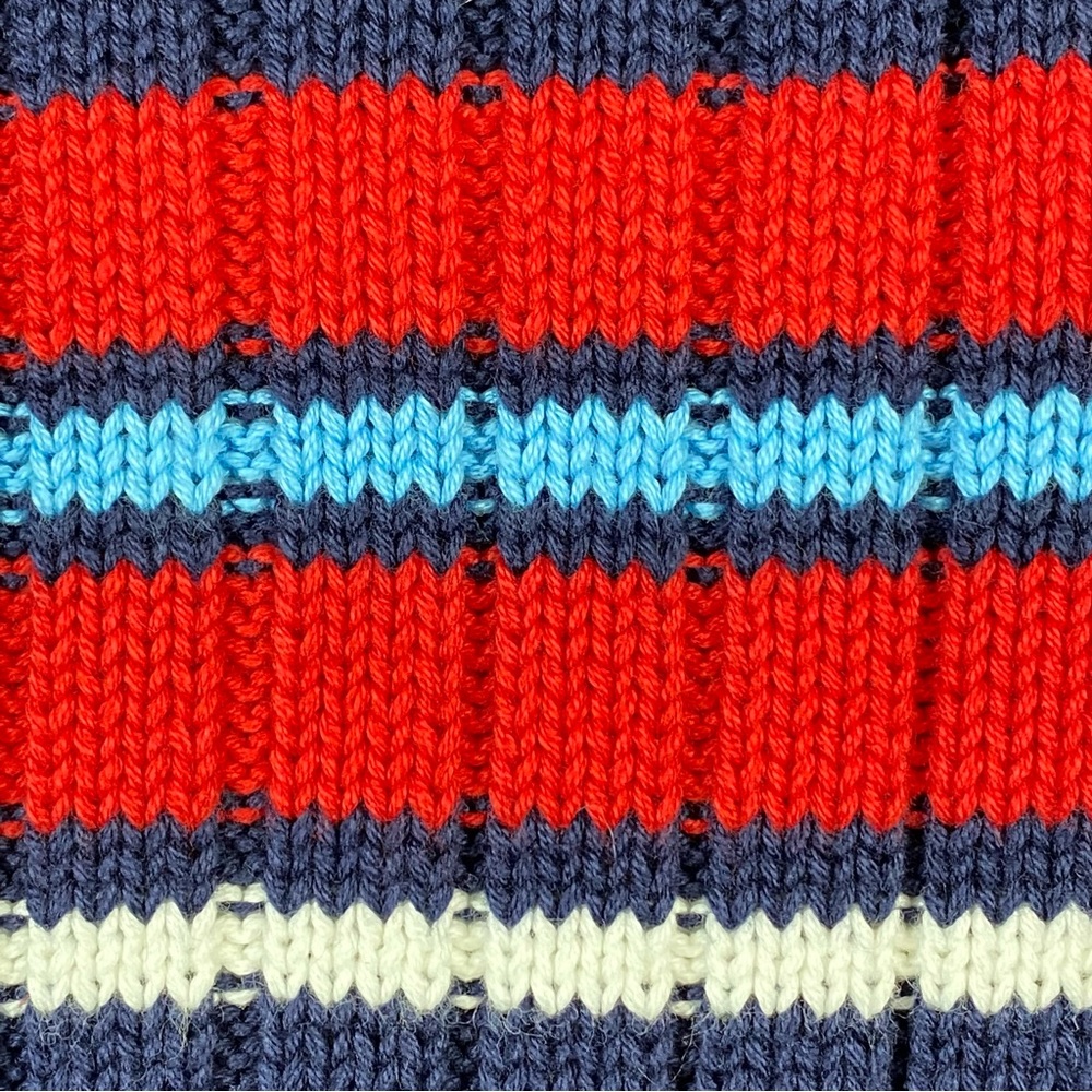 Knit Sweater Men’s Large Chunky Bombardier Key West 1/4 Zip Striped Blue Red - Picture 3 of 13
